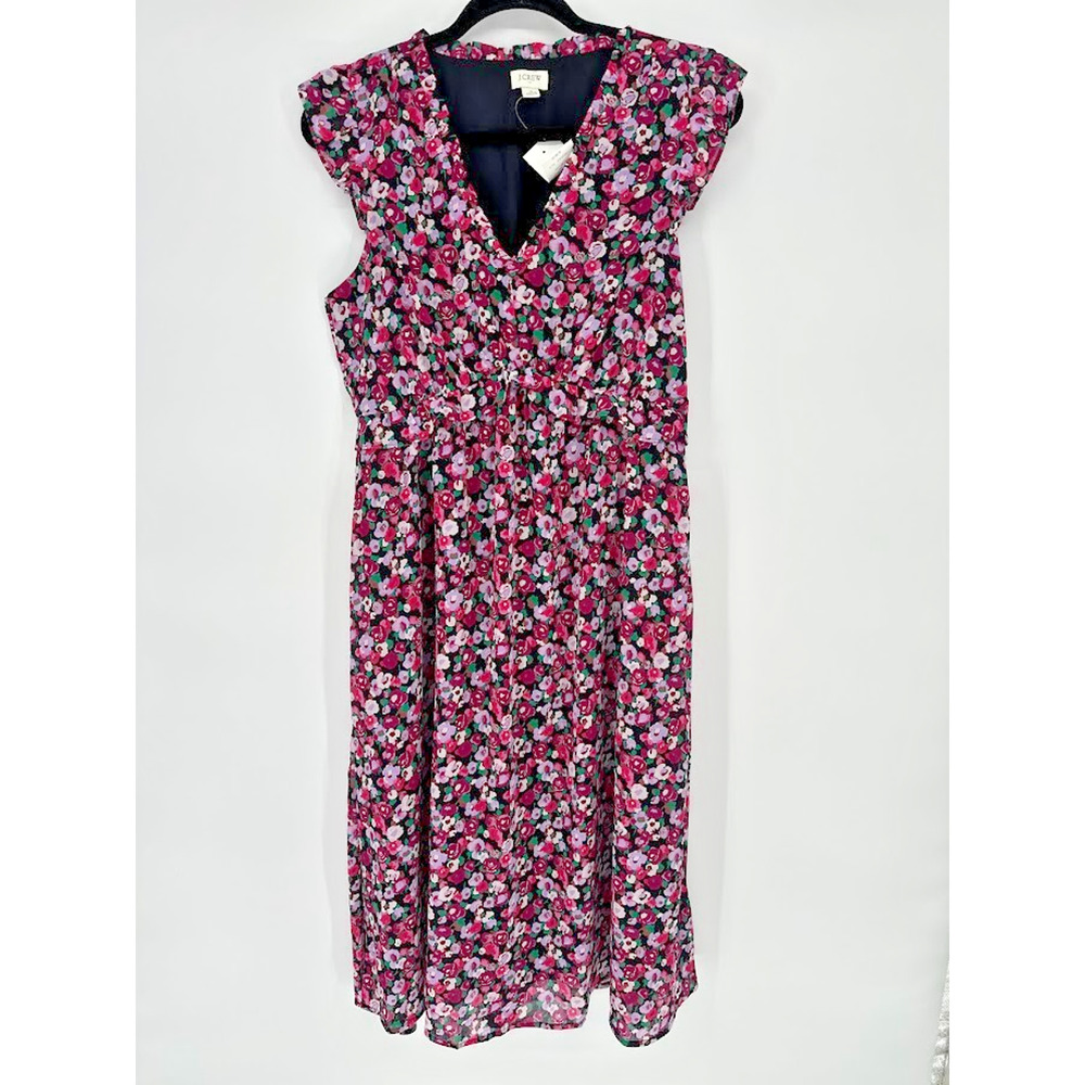 J.Crew Midi Dress 6‎ Floral Tiered Flutter Ruffle Sleeve Cottagecore Feminine